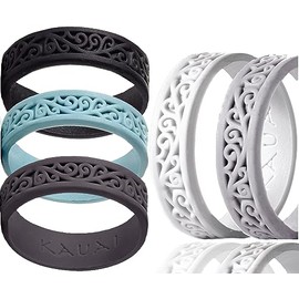 KAUAI Silicone Rings for Women – Soft and Pretty. Comfortable, Breathable, Stackable Rings. Lightweight Rubber Womens Engagement Ring & Wedding Band. Women’s thin Unisex Bands