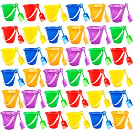 72 Pack Beach Bucket and Shovel Set 36 Mini Plastic Buckets 36 Sand Shovel Sand Pail Bulk for Summer Beach Pool Party Favors