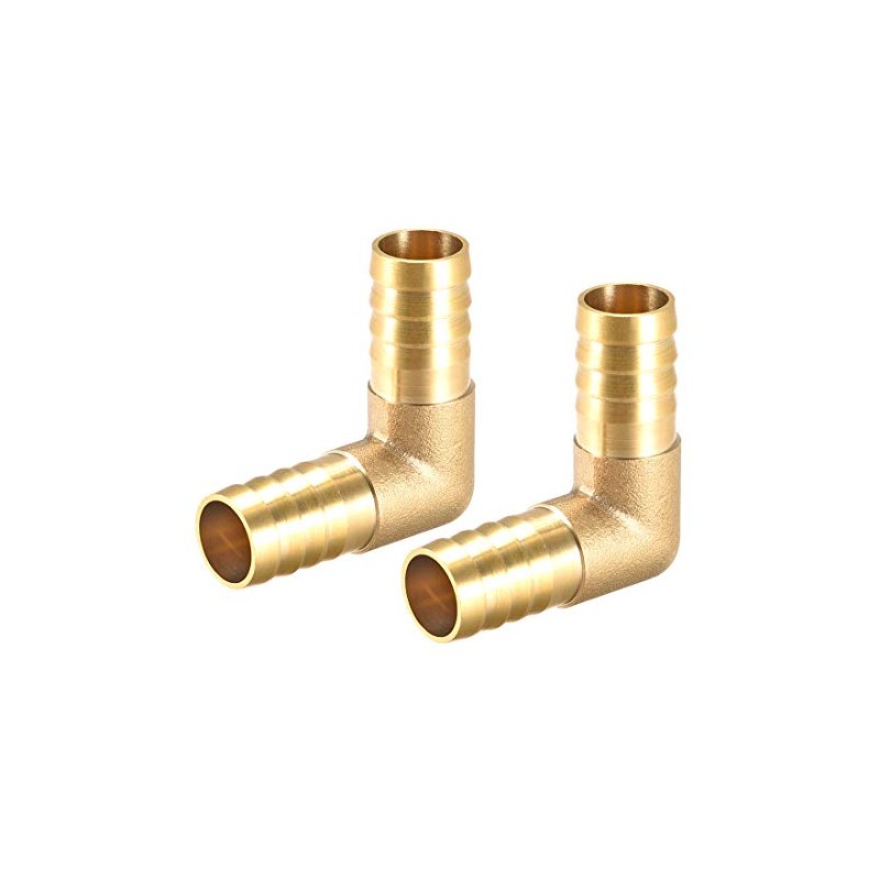 sourcing map Pack of 2 14 mm Barb Brass 90°