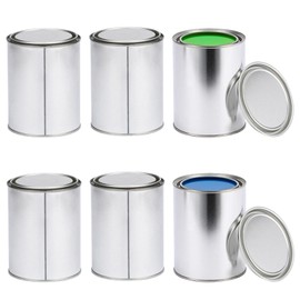 6 PCS Metal Paint Cans With Lids, Quart Paint Cans Empty Unlined Paint Buckets for Crafts DIY Projects Multipurpose Storage Paint Pails Containers for Arts and Crafts Painting Garage Organization