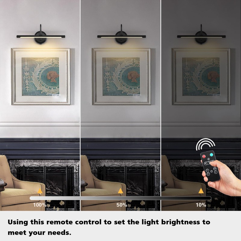 JOOSENLUX Modern Wall Lights Battery Operated Black Wireless Picture Lights