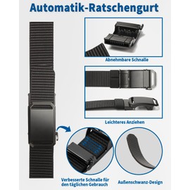 SUMGOYS Men's Belt Without Holes, Adjustable Nylon Fabric Belt The Outdoor Business Work Belt Fits Anywhere, gray