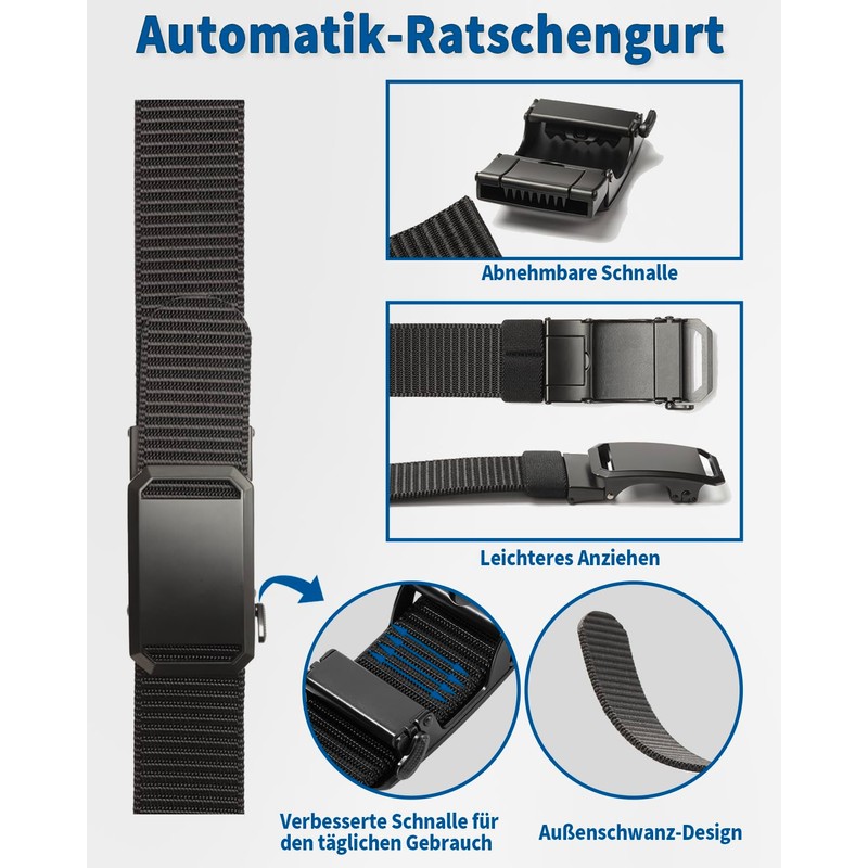 SUMGOYS Men's Belt Without Holes, Adjustable Nylon Fabric Belt The