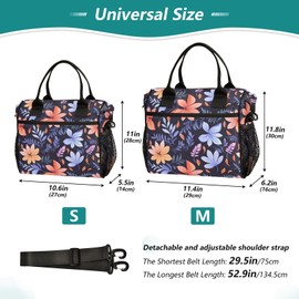 Lunch Bag Women Insulated Lunch Box Wide-Open Lunch Tote Vintage Flower Reusable Cooler Lunchbox Handbag Organizer for Work Picnic Hiking