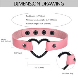 Aroncent Heart Choker Necklace for Women Black Leather Choker Adjustable Goth Choker 12-16 Inches