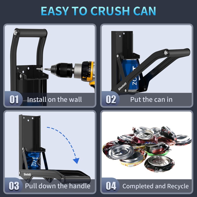 Sinotekk 16 oz Can Crusher Wall Mounted | Heavy-Duty Thickened
