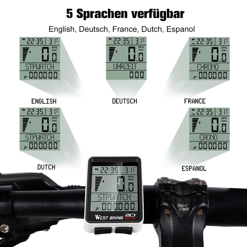 ICOPRO Bicycle Computer Bike Odometer Wireless Waterproof Large LCD Screen