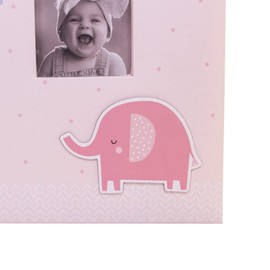 Kenro Baby Animals Pink Elephant Memo Photo Album for 200 Photos 6x4 Inch / 10x15cm with Slip-in Pages and Photo Window on the Cover - KN402PK