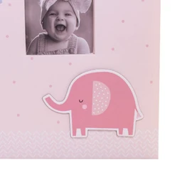 Kenro Baby Animals Pink Elephant Memo Photo Album for 200 Photos 6x4 Inch / 10x15cm with Slip-in Pages and Photo Window on the Cover - KN402PK