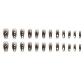 24pcs Long Ballerina Fake Nail French Dark Star Moon Fake Nail Full Cover Press On Nail DIY Removable