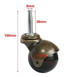 Antique Furniture Caster Wheels, 1.5 inch Ball Casters Plate Casters, Vintage Swivel Caster Ball Wheels with Top Mounting Plate for Sofa Chair Cabinet Furniture Bench