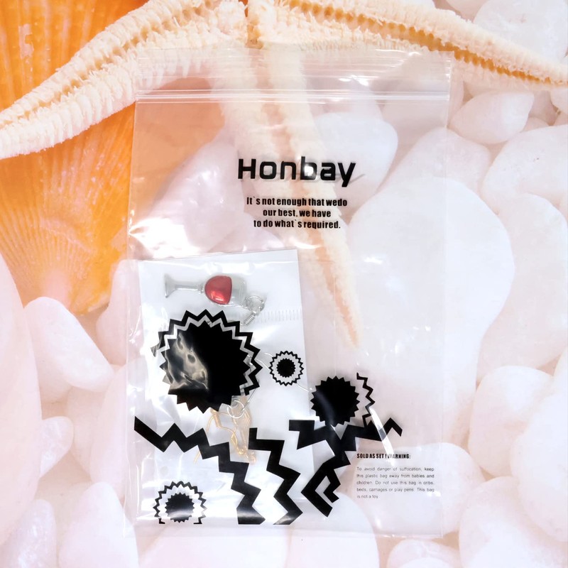 Honbay 2 Pairs of Dainty Wine Glass Wine Bottle Dangle