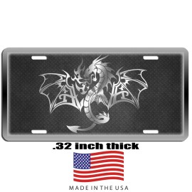 Dragon  Gray  and black aluminum vanity license plate car truck SUV tag