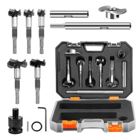 Multifunctional Forstner Drill Bit Set, Pot Drill Bit with Extension Rod, Forstner Drill, M10 Connecting Rod, Wood Drill Bit 15 mm, 20 mm, 25 mm, 30 mm, 35 mm