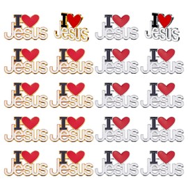 DICOSMETIC 20 Stück 2 Farben Ich Liebe Jesus Broschen Pin Religiöser Christlicher Emaille Anstecker Bibel Reversnadel Legierung Abzeichen Brosche Für Frauen Männer