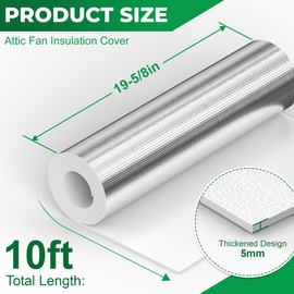 Forestchill Attic Fan Cover, Thicken Attic Ceiling Fan Shutter Seal Cover, Self Adhesive Insulation Roll for Whole House Air Vents, 19-5/8" x 10 Ft, Easy Cut to Fit
