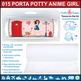 Premium Travel-Size Mini Toilet Paper Rolls | Convenient Plastic Dispenser | Toilet, Porta Potty & Outhouse Humor (3-Pack) (015 Keep Calm Porta-Potty Cute Girl)