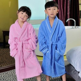 Junior Pure Cotton Kids Bathrobe & Sleepwear (Towel Material) for Boys and Girls Sleepy10 White/L 4ea
