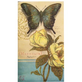 DESIGNER GUEST NAPKINS / 16 PC COUNT (Magnolia & Butterfly, Guest: 15.66 in  x  11.66 in)