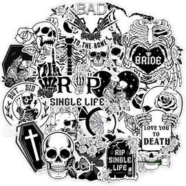 Serencatcher Bride or Die Wedding Stickers, 100Pcs Till Death Do Us Party Bachelorette Decorations Goth Stickers for Rip Single Life Engagement Party Bridal Shower Decorations Gothic