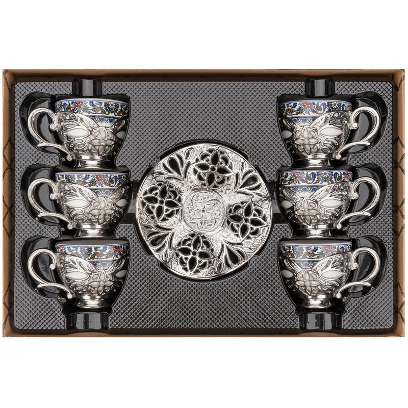 Alisveristime Turkish Coffee Set for Six, 6 Topkapi Design Porcelain