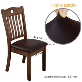 YISUN Dining Room Chair Covers, Set of 4/6, PU Leather, Waterproof, Stretch, Dining Room Chair, Protective Cover, Washable, Suitable for Office, Bedroom, Kitchen, Hotel (6, Brown)