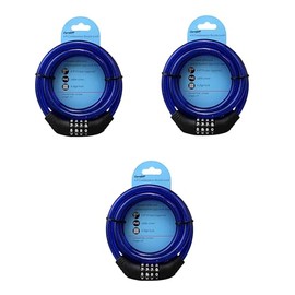 4 ft Flexible Steel Combination Bicycle Lock with Self-Setting Mechanism, 10mm Thick with PVC Cover, 4-Digit Resettable Code - Multi-Purpose Security Cable for Scooters, Chairs, BBQs (3, Blue)