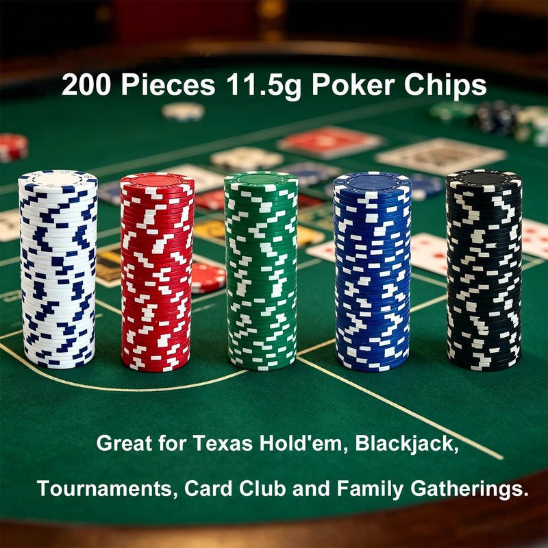 SEETOOOGAMES Casino Poker Chips Clay - 200pc 11.5g Gambling Chips