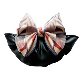 Napist NPBS001P Chignon Net Barrette Hair Clip Accessories, Formal Ribbon, Cloth Included, Chignon Net, Chiffon Fabric, Simple, Metal