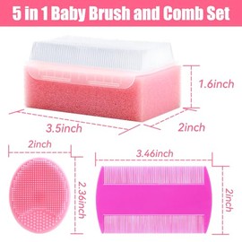 Cradle Cap Brush for Babies, 5Pcs Cradle Cap Treatment Set with Soft Bristle Brushes Silicone Scrubber Fine-Tooth Comb for Newborn Bathing Essentials 