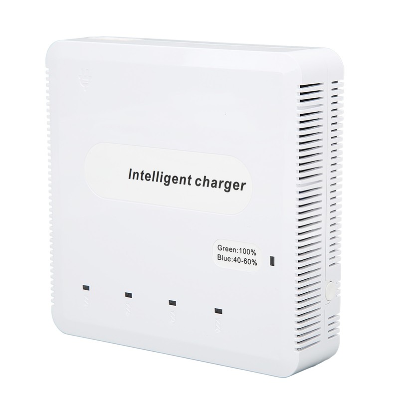 Intelligent Battery Charger with 4 Battery Ports 2 USB Ports