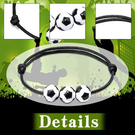 HLenyoy 20Pieces Football Charm Bracelets Friendship Bracelets for Kids Boys Men Adjustable Inspirational Bracelets Football Party Favors Gift Bag Fillers