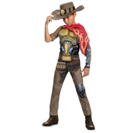 Disguise Overwatch McCree Child Costume, Jumpsuit w/Muscles, Cape & Hat S (4-6)