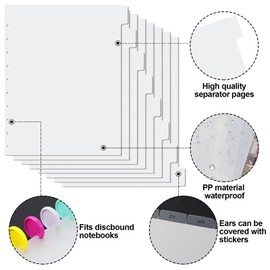Koqye Letter Size 11 Hole Discbound Dividers 8-Tab Plastic Binder Dividers