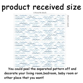 SUPERDANT 4 Sheets Blue Ocean Wave Wall Stickers Minimalist Sea Waves Wall Decals Curved Lines Art Decor Peel and Stick Vinyl Murals for Kids Baby Room Bedroom Nursery Livingroom Home Playroom