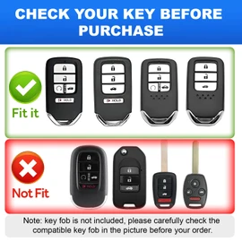 ACEBOY for Honda Key Fob Cover, 360 Degree Protection Soft TPU Key Case with Keychain for CRV Civic Accord HRV Pilot Odyssey Fit JED CRZ Smart Remote Key(Black,3/5 Buttons)