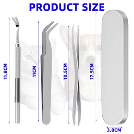 3PCS Tick Remover Tools for Dogs, Professional Stainless Steel Tick Remover Kit for Humans,Cats and Dogs, Includes Tweezers, Two Clips and Storage Box