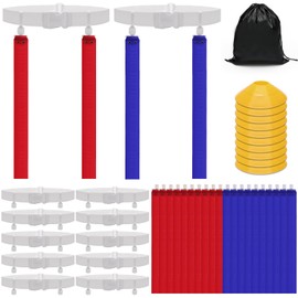 Anglekai 41PCS Flag Football Belts Set, Belts and Flags Kit with 20P Flags/ 10 Belts/ 10P Cones/Storage Bag for 10 Player Flag Football Set for Outdoor Sport Training (10)
