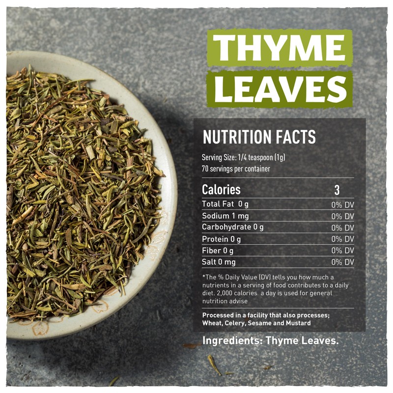 Eastanbul Thyme Leaves, 2.5oz, Dried Thyme Herb, Dried Mediterranean Herb,