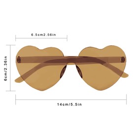 Jagowa Heart Shape Sunglasses, Multicolor Rimless Heart-shaped One Piece Glasses
