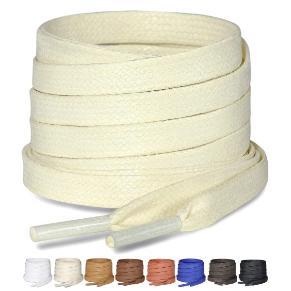Puzeam 2 Pairs Flat Waxed Cotton Shoelaces for Boots &