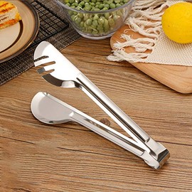 TF 9.5'' Stainless Steel Food Tongs, Silver, 6.5 x 24 cm, Universal Tong, BBQ Kitchen Accessory