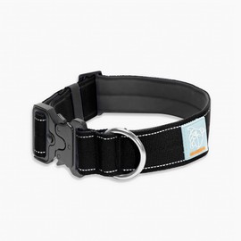 DF Co. Tactical Dog Collar | Comfortable & Secure with Quick Release Clip Buckle and Heavy Duty D-Ring | Soft Padded Neoprene, Chafe Resistant, Night-Time Visibility | Black, Size M