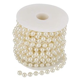Acouto Rollo Molienda Perlas de Alambre de Perlas Guirnalda Cuerda DIY Decoración de la Boda Perla árbol de Navidad Guirnalda Perlas Perlenkette Deko Dekoration Cadena de Imitación (Beige)