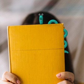 Clip Bookmarks for Kids Students Women and Men - Wally The Bookworm Cool Cute Bookmark and Page Holder Unique Gift Idea - Funny Book Marker and Reading Accessory for Book Lovers (Turquoise)