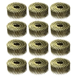 uxcell 3600 Count Siding Nails 2" x 0.091" 15-Degree Ring Shank Full Round Head Collated Wire Coil for Lath and Sheathing Materials