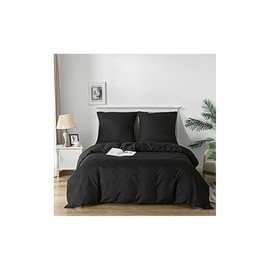 Good Nite Bed Linen 135 x 200 cm 2-Piece Black Microfibre Duvet Cover 135 x 200 cm + 1 Pillowcase 80 x 80 cm with Zip