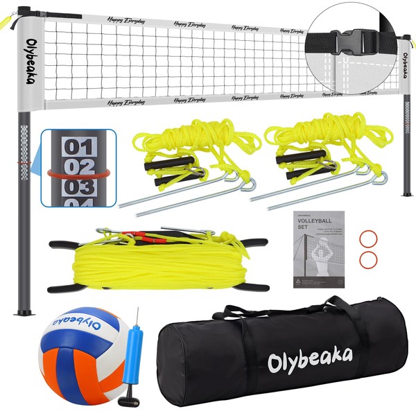 Professional Volleyball Net Set for Backyard Beach,Outdoor Height Adjustable Volleyball