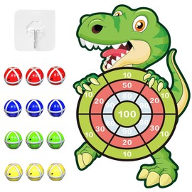 GXGM 1 x Dinosaur Toy, Children's Dartboard with 12 Sticky Balls and 1 Hook, Indoor and Outdoor Hanging Dart Throwing Game Sets, Birthday Gifts for Children