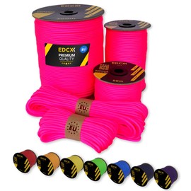 EdcX Paracord 4 mm, 35+ Solid Colours (10 m, 15 m, 30 m, 50 m, 100 m, 300 m), Ideal for Crafts, Camping, Outdoor, 100% Nylon Rope, 4 mm, Tactical Cord 550, Type III (Soft Pink, 10 m)